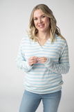 Amelia Striped Hoodie in Sky Blue