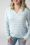 Amelia Striped Hoodie in Sky Blue