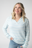 Amelia Striped Hoodie in Sky Blue