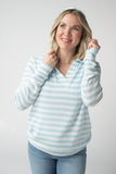 Amelia Striped Hoodie in Sky Blue