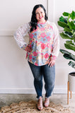 Lace Detailed Long Sleeve Top In Summertime Florals