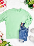 Corinne Ribbed Pullover in Lime