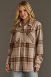 Kendra Shacket in Brown Rose Plaid