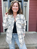 Santa Fe Shacket in Ivory Grey Plaid