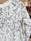 Rooster Floral Print Cozy Sweatshirt