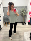 Moss Chunky Waffle Mineral Wash Top