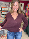 Crossover Sweater in Dark Cherry