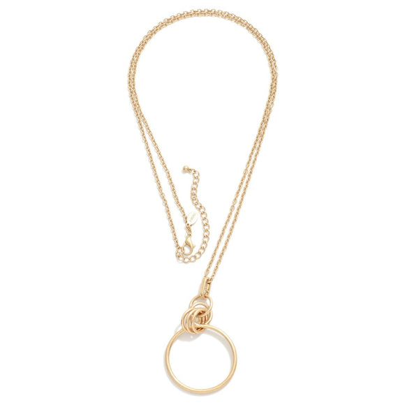 Long Length Circle Necklace in Gold