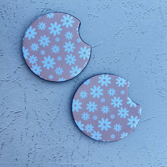 Neutral Daisy Car Coaster Set