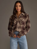 Kendra Shacket in Brown Plaid