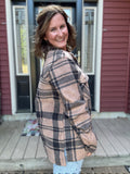Santa Fe Shacket in Pecan Black Plaid