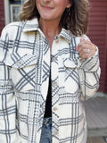 Santa Fe Shacket in Ivory Grey Plaid