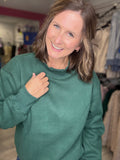 Hunter Green Cozy Mock Neck Pullover