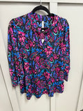 Gabby Button Top in Purple Floral