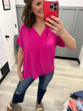 Drop Shoulder Top in Spicy Pink