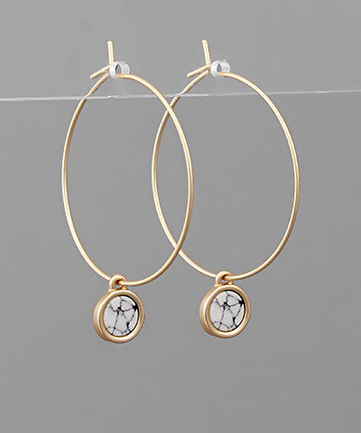 Howlite Stone Gold Hoop