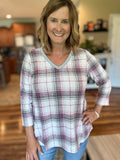 Lizzy Knit Top in Pink Plaid