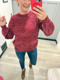 Chenille Sweater in Merlot