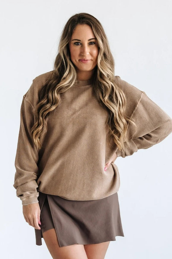 Mocha - Luxe Essential Corded Crew