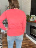 Rose Coral Pointelle Lightweight Sweater Top