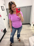 Zara Ribbed Tee in Bright Mauve