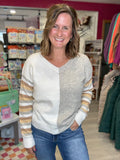 Colorblock Striped Arms Sweater
