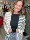 Olive Colorblock Stripe Cardigan