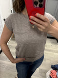 Pointelle Trim top in Mocha