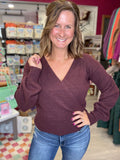 Crossover Sweater in Dark Cherry