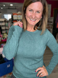 Soft Ribbed Long Sleeve in Dark Jade