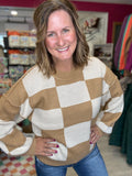 Checkered Sweater in Cream
