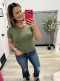 Zara Ribbed Tee in Olive