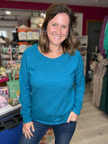 Heather Teal Back to Basics Sweater