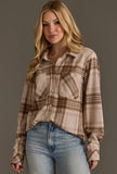 Kendra Shacket in Brown Rose Plaid