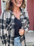 Kendra Shacket in Black & Tan Plaid