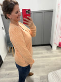 Henley Ruffle Sweater in Creamsicle