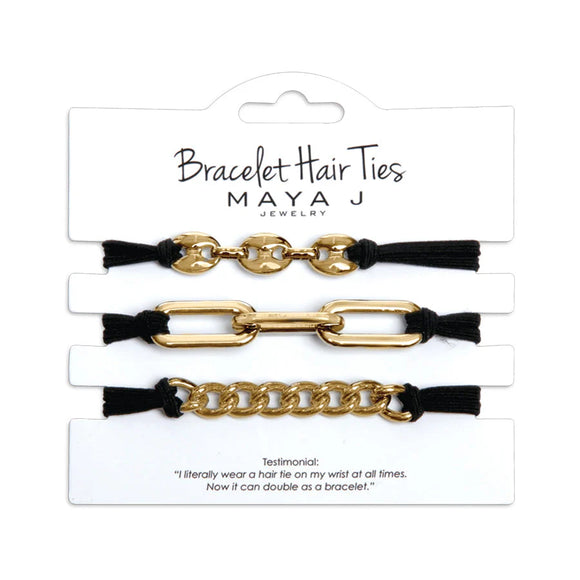 Bracelet Hair Ties in Gold Chain with Black