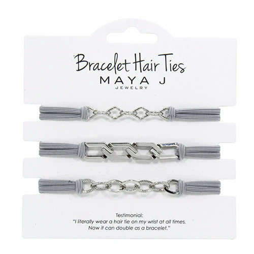 Bracelet Hair Ties in Geometric Silver