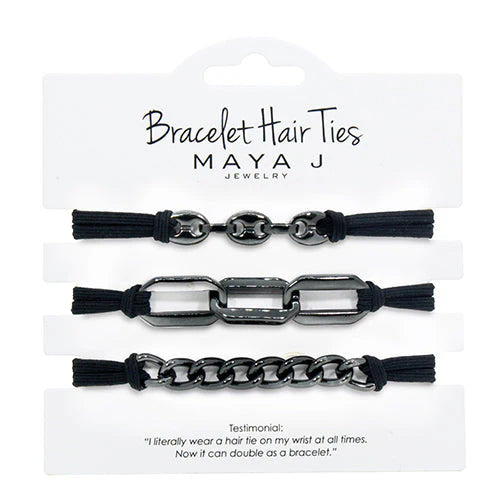 Bracelet Hair Ties in Gunmetal Black