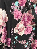 Gabby Button Top in Black Pink Floral