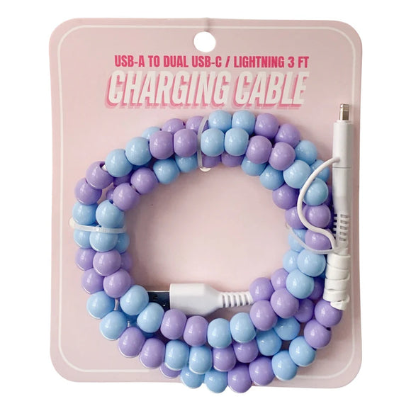 Blue & Purple Beaded Charger Cord