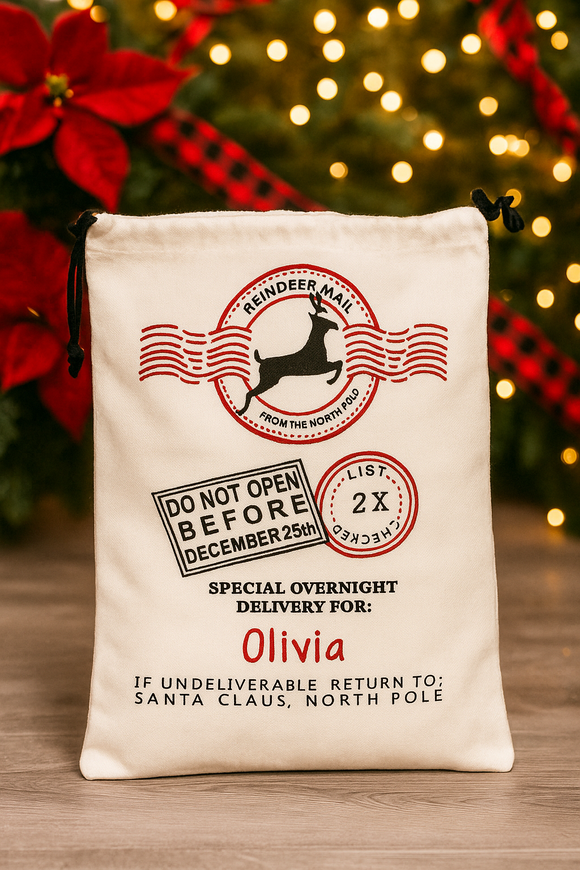 Embroidered Name Santa Sack