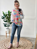 Lace Detailed Long Sleeve Top In Summertime Florals
