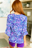 Lizzy Bell Sleeve Top in Navy and Pink Floral
