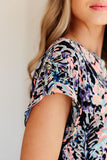 Lizzy Cap Sleeve Top in Navy Abstract Floral