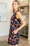 Lizzy Tank Dress in Black and Pink Paisley