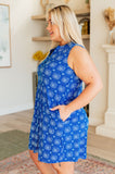 Lizzy Tank Dress in Royal Floral Tile