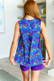 Lizzy Tank Top in Royal and Red Abstract
