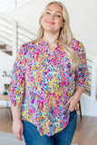 Lizzy Top in Magenta and Lime Painted Abstract