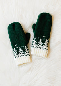 Green Tree Knit Mittens